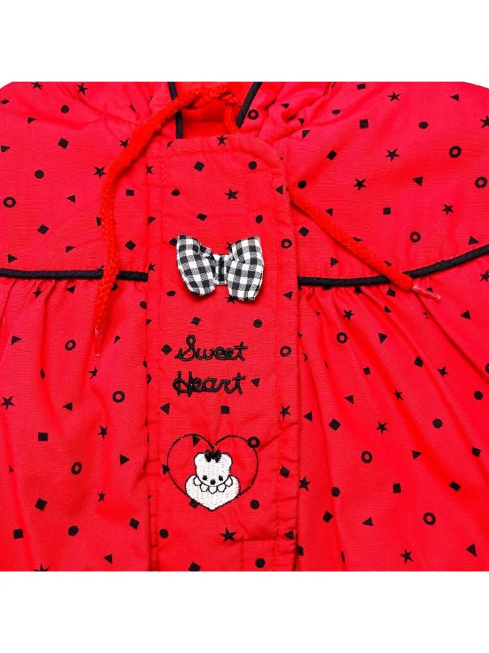 Vintage 90s Teddy Bear Heart + Bow Hooded Bubble Puffer Jacket Coat 18m / 24m